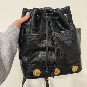 Celine Black Bucket Bag with Gold Accents